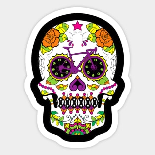 Cycling Skull Floral Skeleton Sticker